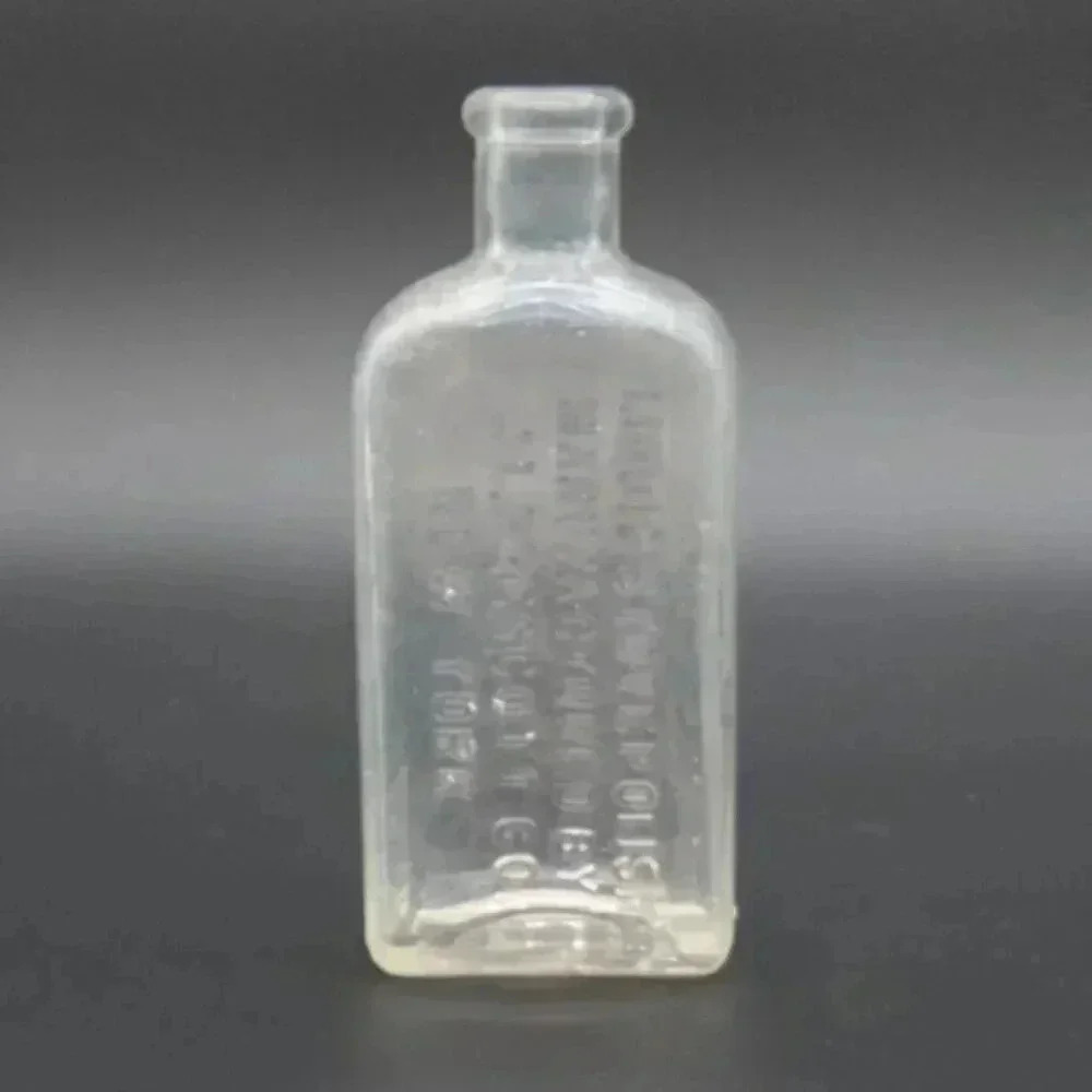 Liquid Stove Polish Clear Glass Bottle JL Prescott New York Vintage 6" Tall
